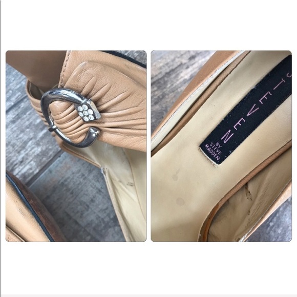 Vintage STEVEN by Steve Madden embellished open toe leather heels size 8.5 - Picture 7 of 10